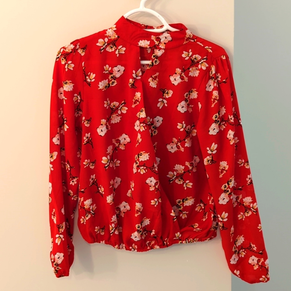 Red Floral Long sleeve